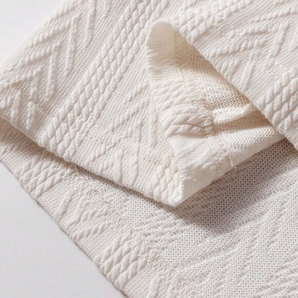 Beige Casual Women's multi Pattern Long Sleeve Loose V-Neck Pullover top - Picture 8 of 8